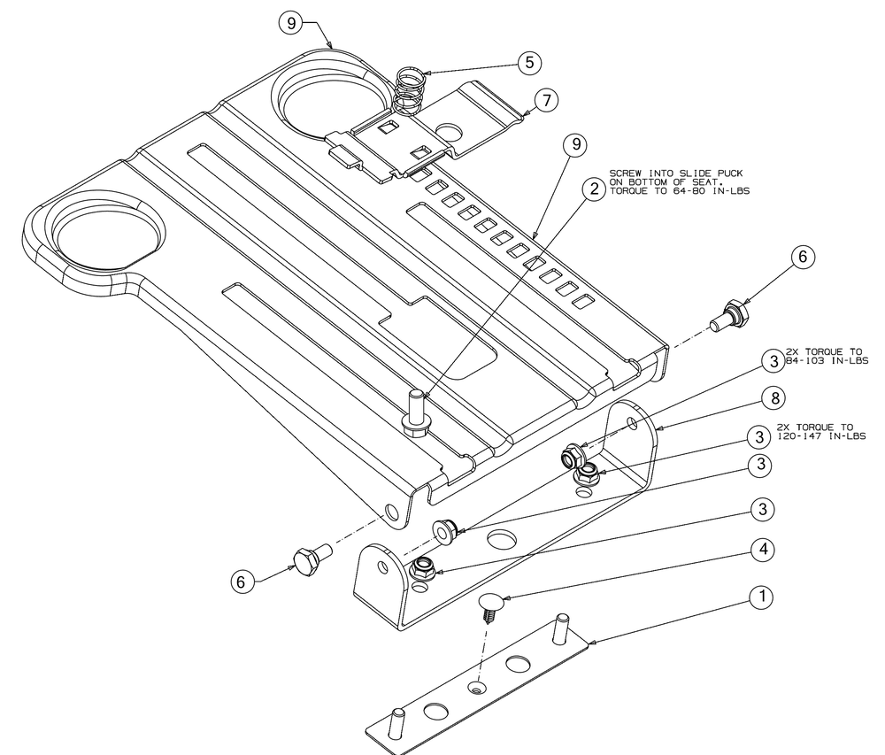 Seat Adjustment Diagram and Parts List for XT1-LT46EFI (13A9A1CN009)(2017) Cub Cadet Lawn Tractor